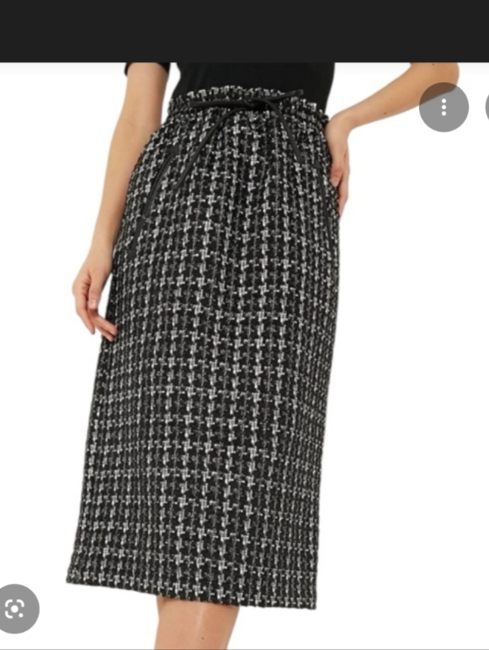 Tuckernuck Black and White Tweed Midi Skirt